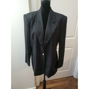 Neiman Marcus black stripe Wool Blazer Size M